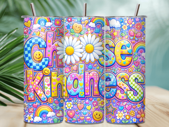Choose Kindness Hippie Daisy Tumbler Png