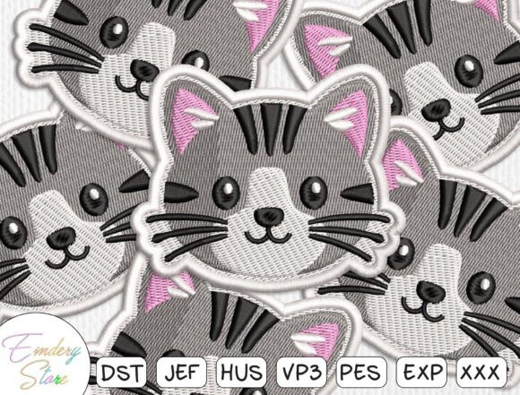 Cute Cat Patch Embroidery Design