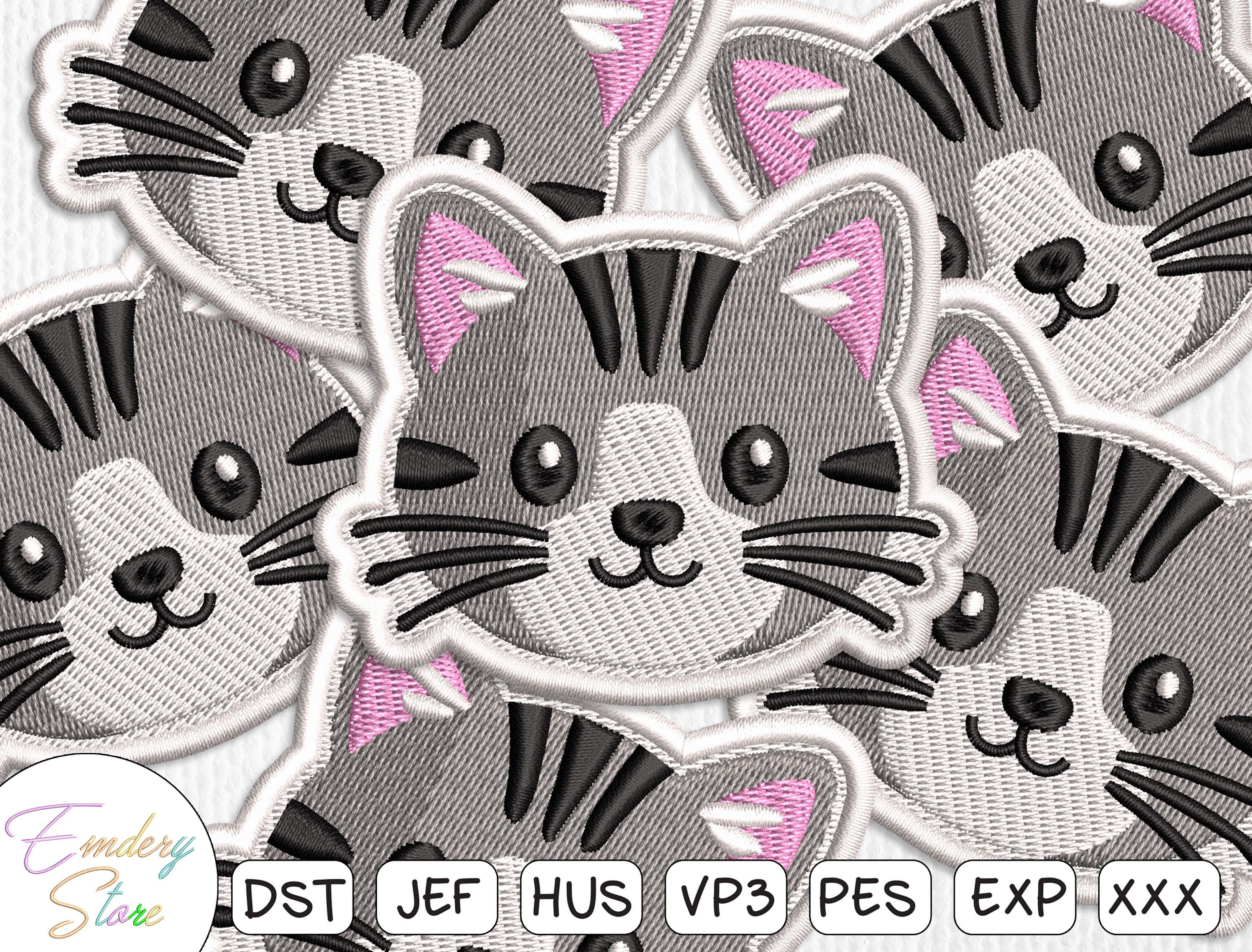 Cute Cat Patch Embroidery Design
