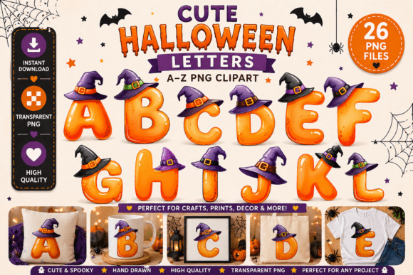 Cute Halloween Alphabet Letters Clipart