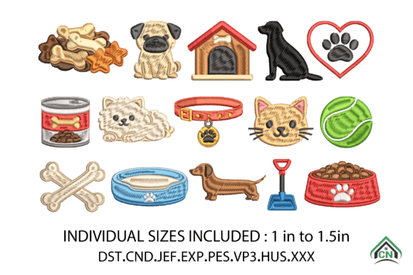 Cute Mini Pet Embroidery Bundle X15 File Dogs Embroidery Design By CraftNest