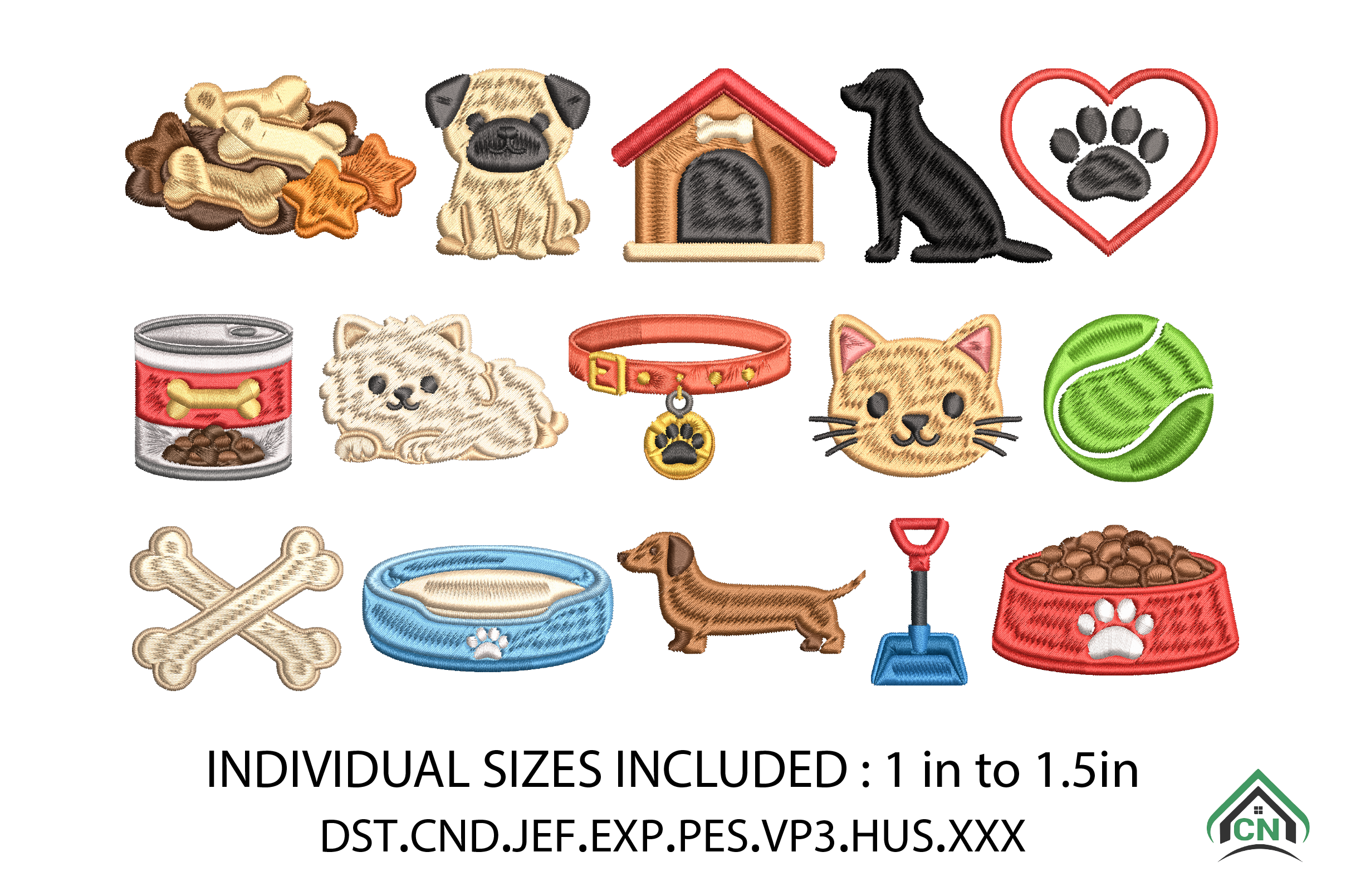 Cute Mini Pet Embroidery Bundle X15 File
