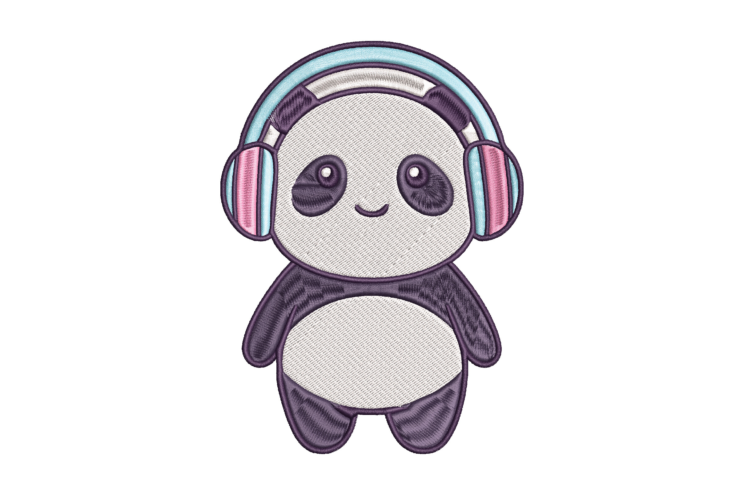 Cute Panda Headphones Embroidery