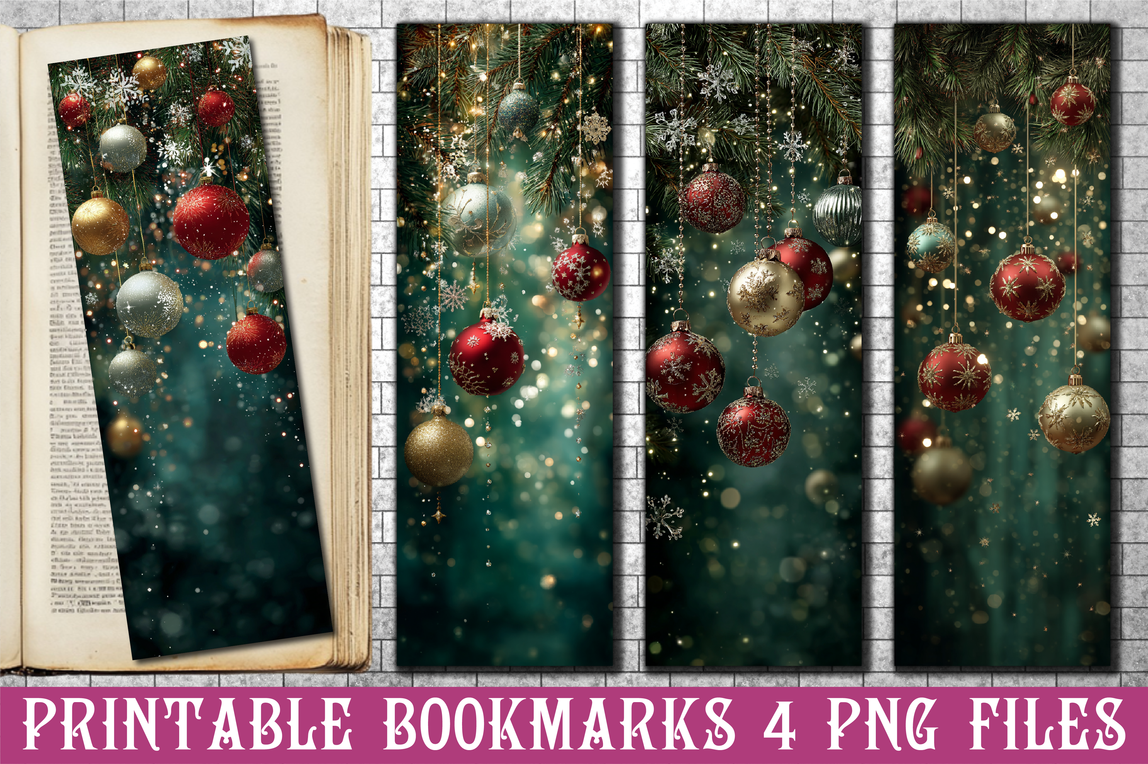 Elegant Christmas Ornaments Bookmark