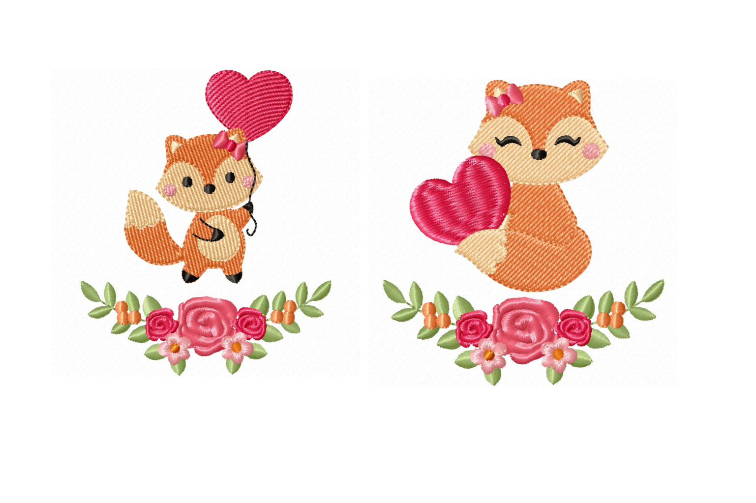 Embroidery Design: Foxes with Hearts