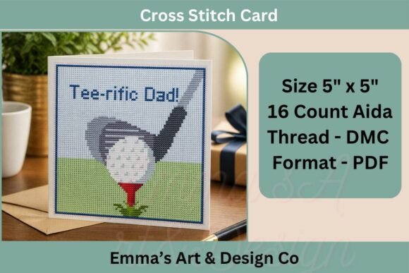 Fathers Day Golf Cross Stitch Pattern