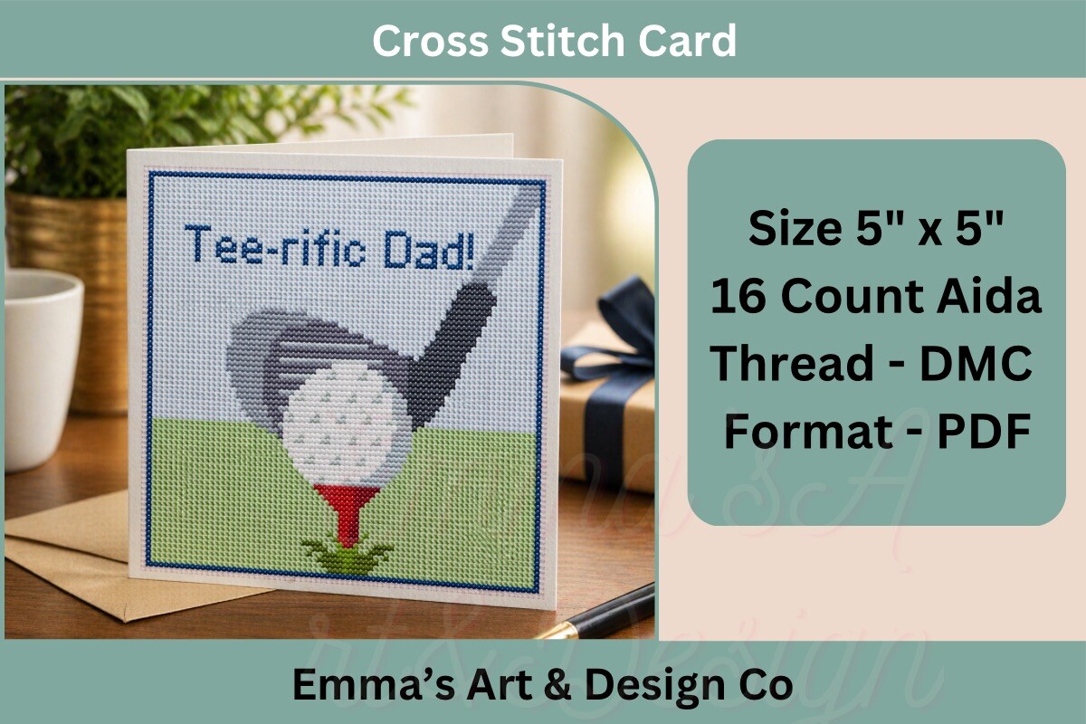 Fathers Day Golf Cross Stitch Pattern