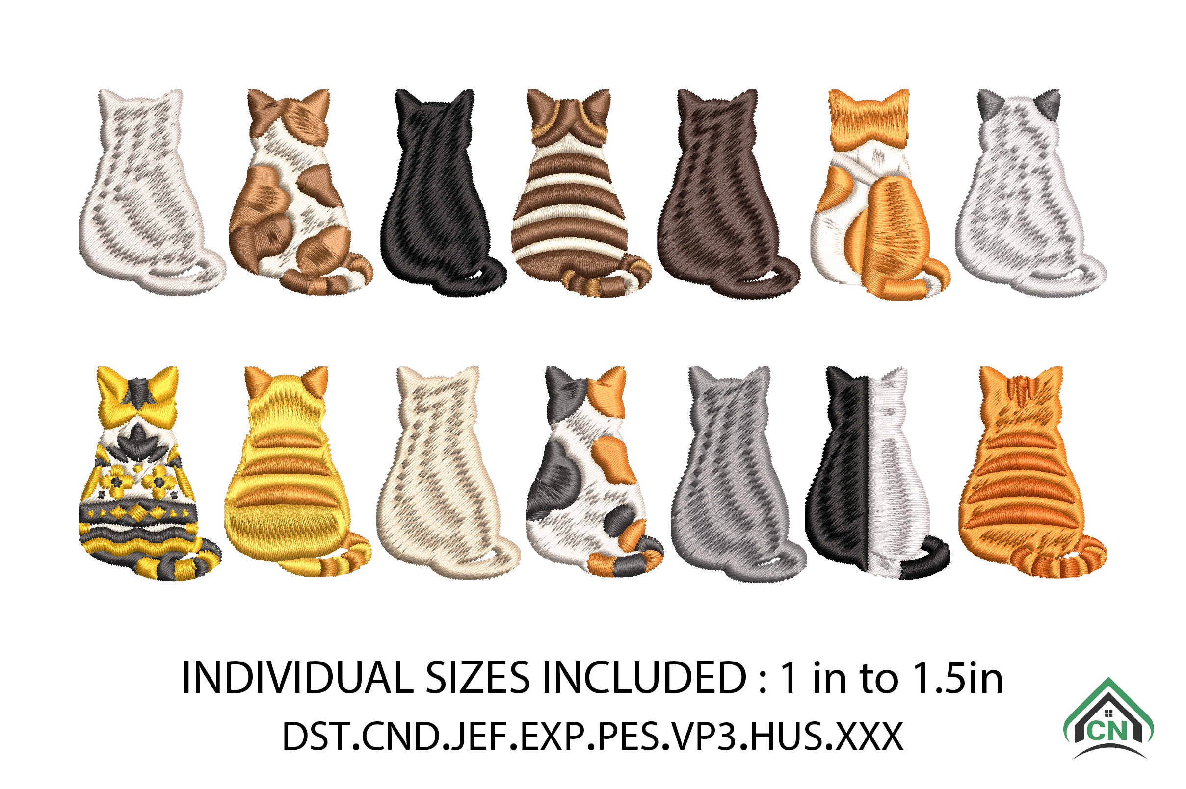 Friends Cat Embroidery Design Bundle