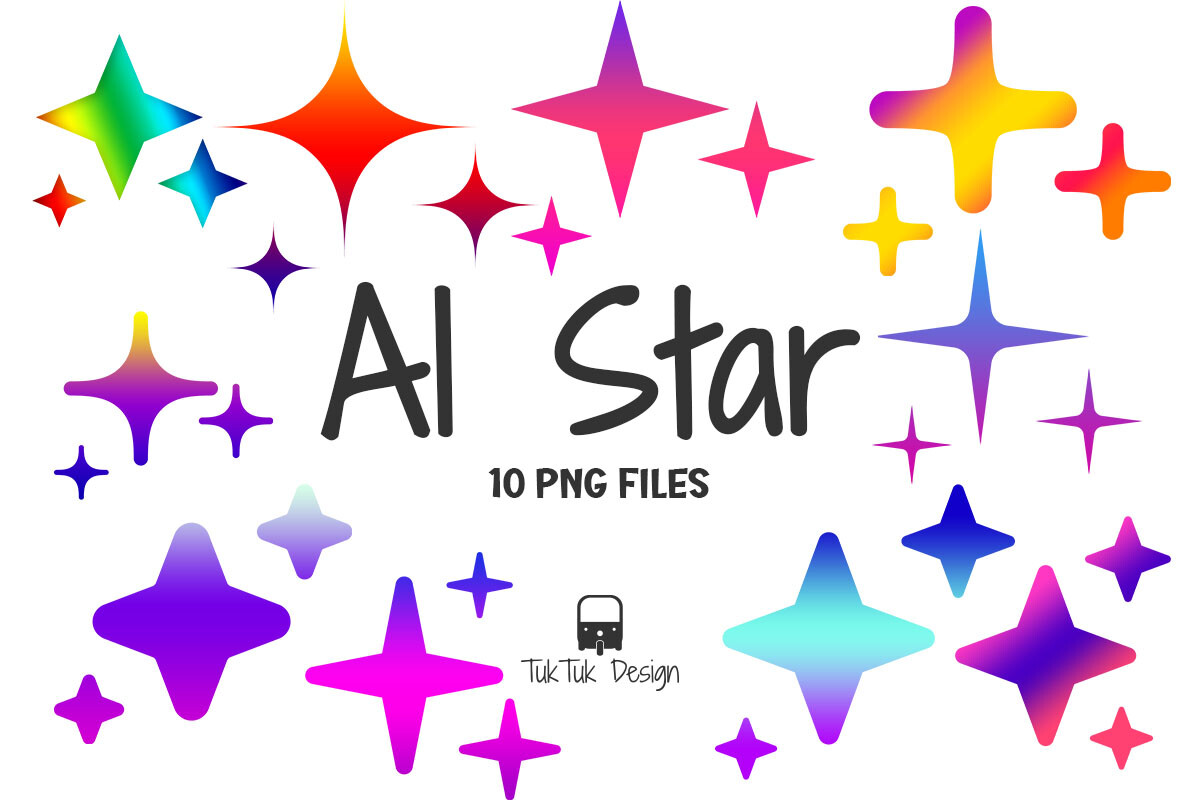 Gradient Color AI Sparkle Star Icon PNG