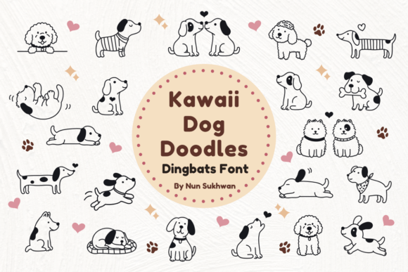 Kawaii Dog Doodles Dingbats Font By Nun Sukhwan