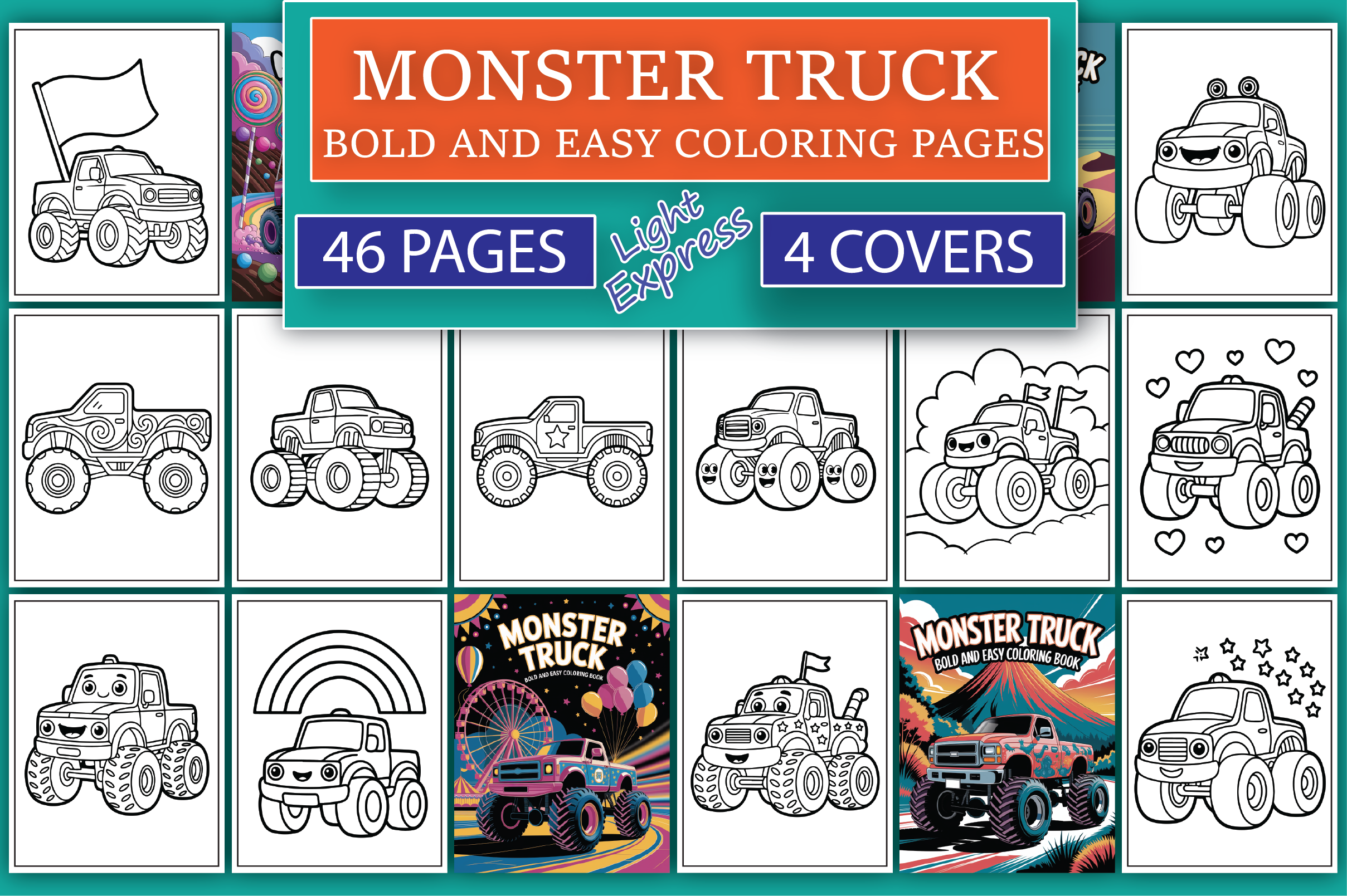 MONSTER TRUCK Coloring Pages for Kids