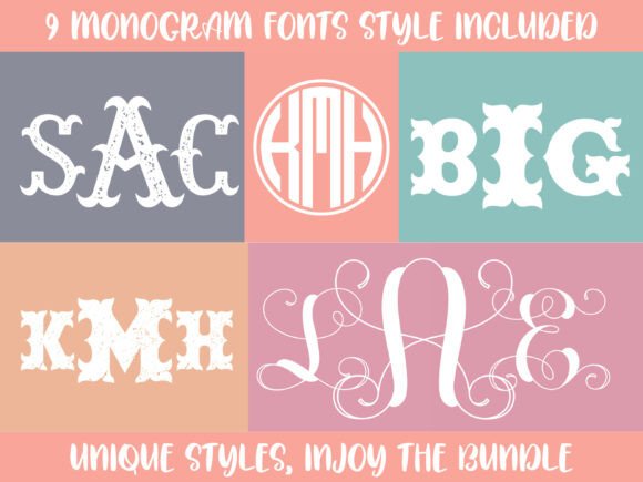 Monogram Bundle Font PNG with transparent background - Preview 2