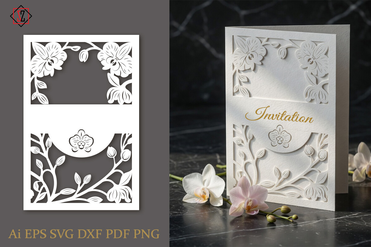 Orchid Floral Frame / Cut File