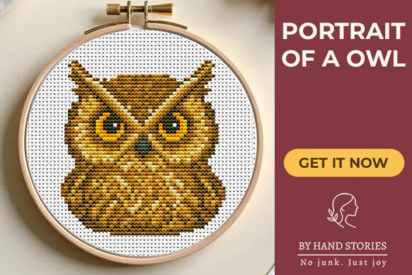 Owl Portrait Cross Stitch Pattern
