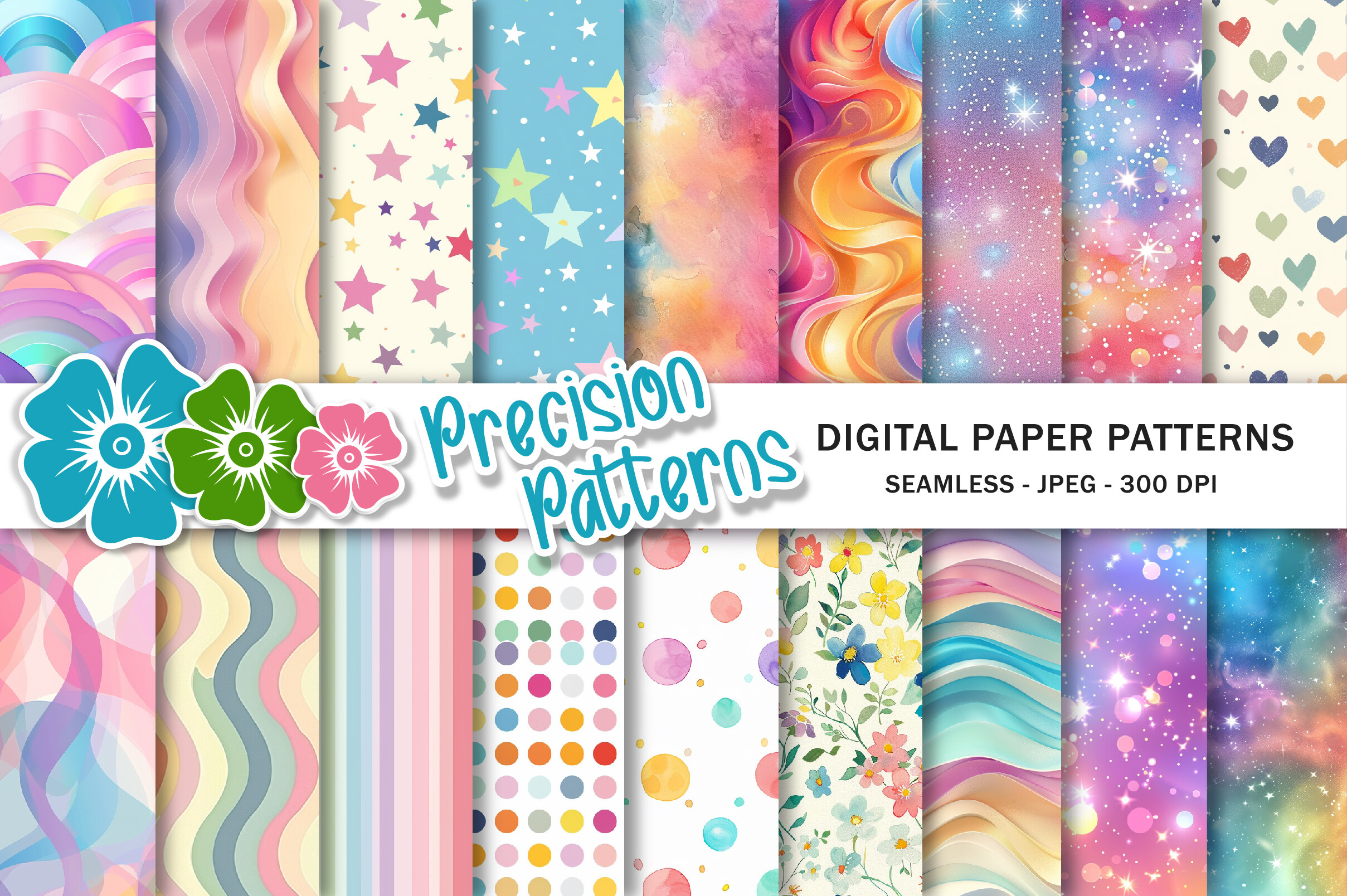 Pastel Rainbow Digital Paper Graphic by Precision Patterns · Creative ...