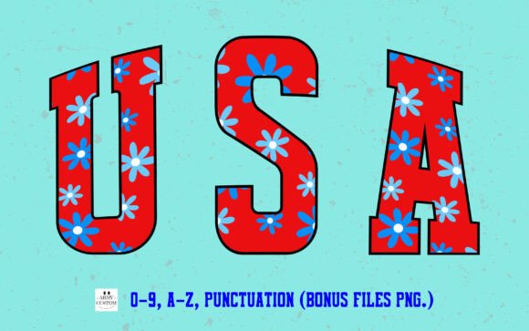 Patriotic Set 2 Font PNG with transparent background - Preview 1