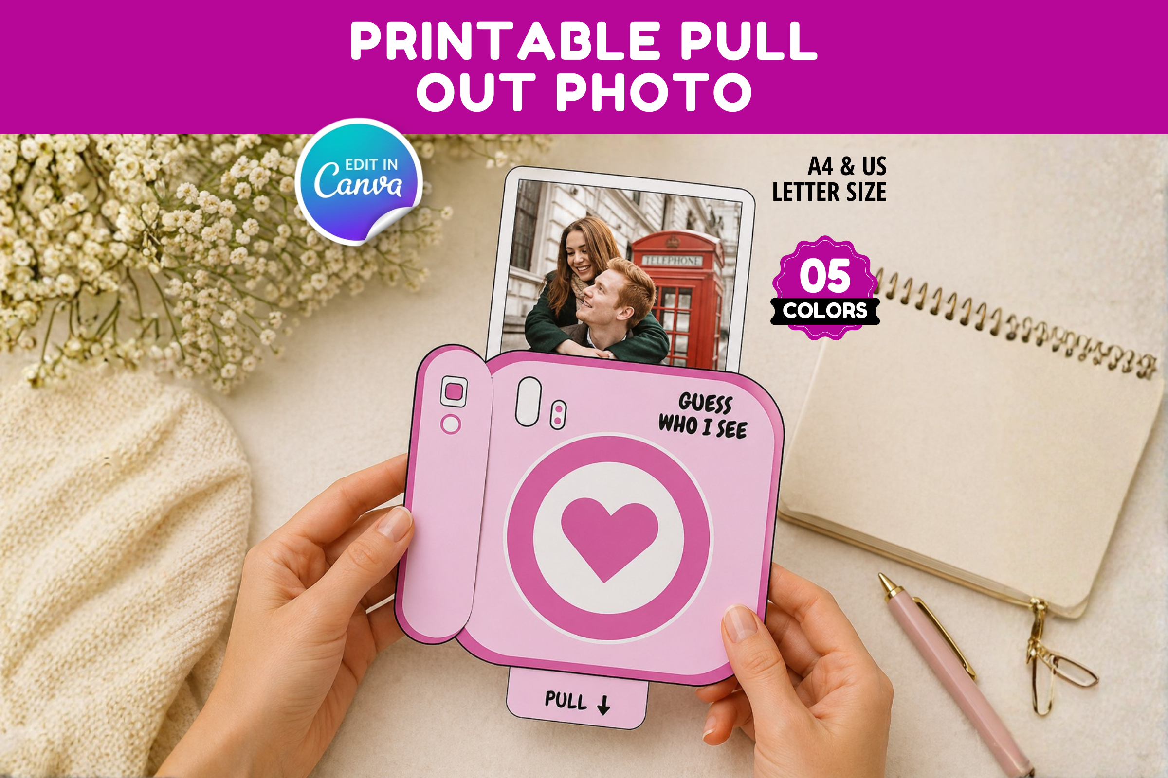 Printable Pull out Photo Card Canva