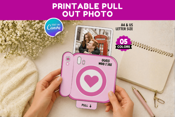 Printable Pull out Photo Card Canva Gráfico Plantillas de Impresión Por SnapyBiz