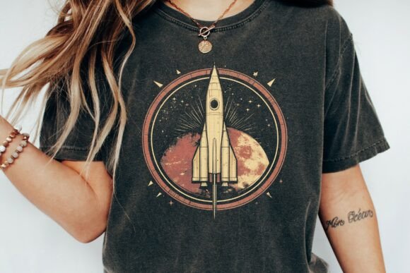Retro Rocket Space Emblem Png