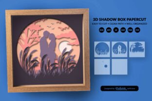 Romantic Couple Sunset Shadow Box SVG · Creative Fabrica