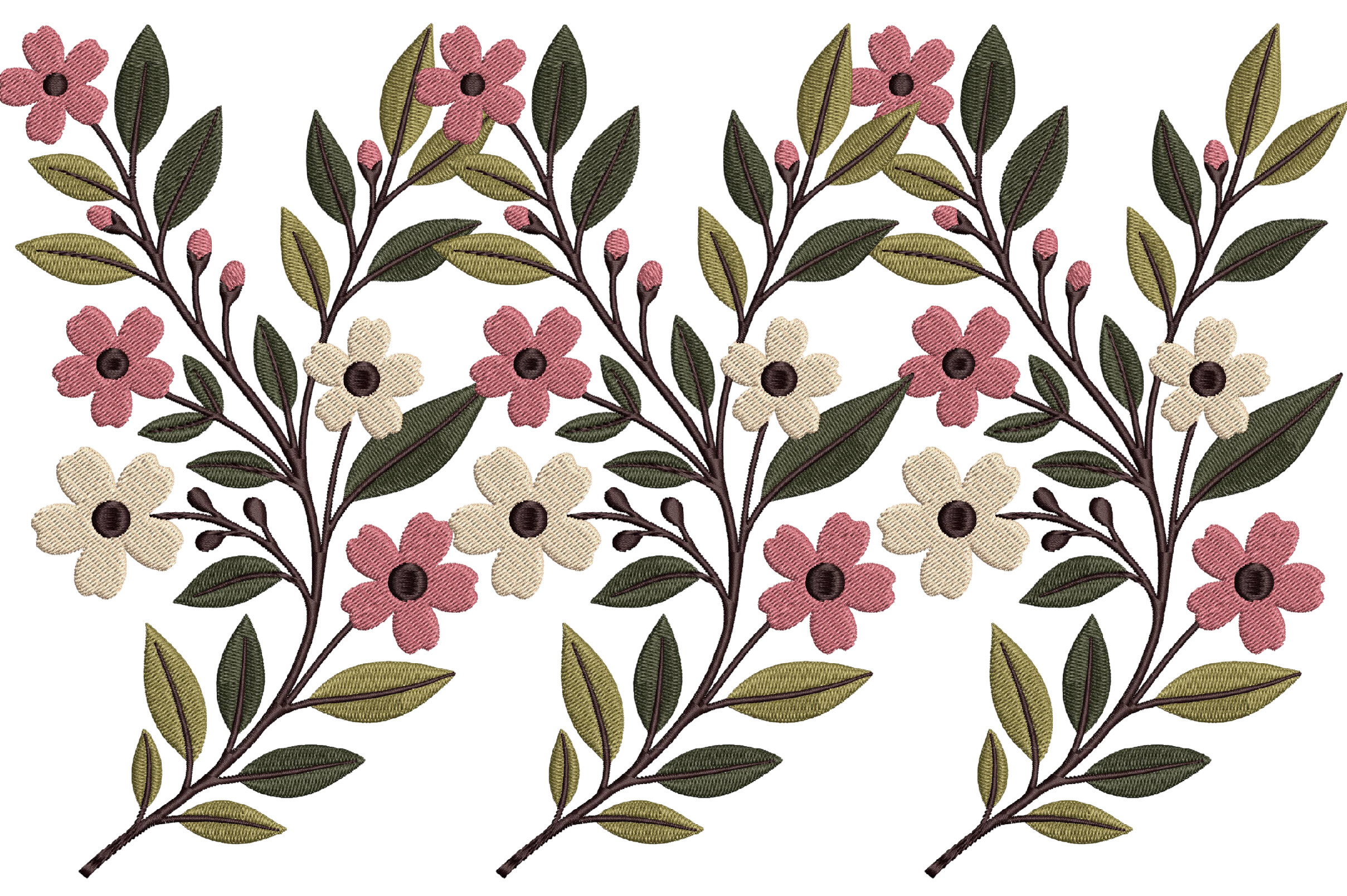 Rustic Floral Vine Embroidery Design
