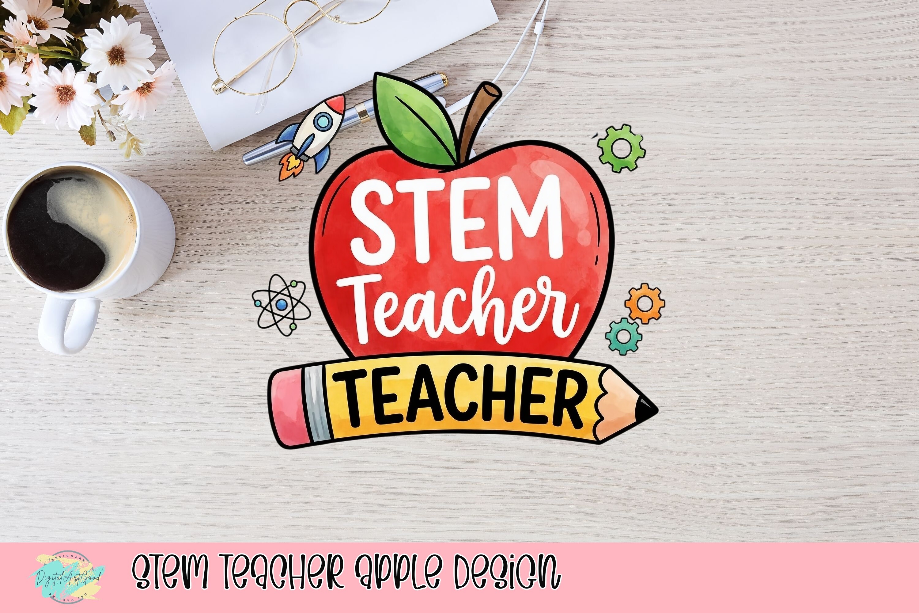 STEM Teacher Apple Design Graphic by DigitalArtGood · Creative Fabrica