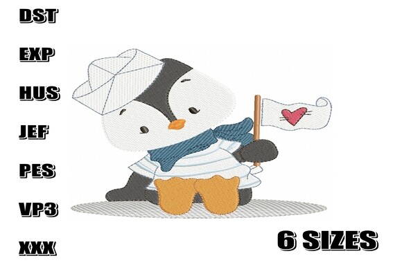 Sailor Penguin Embroidery Design Bundle