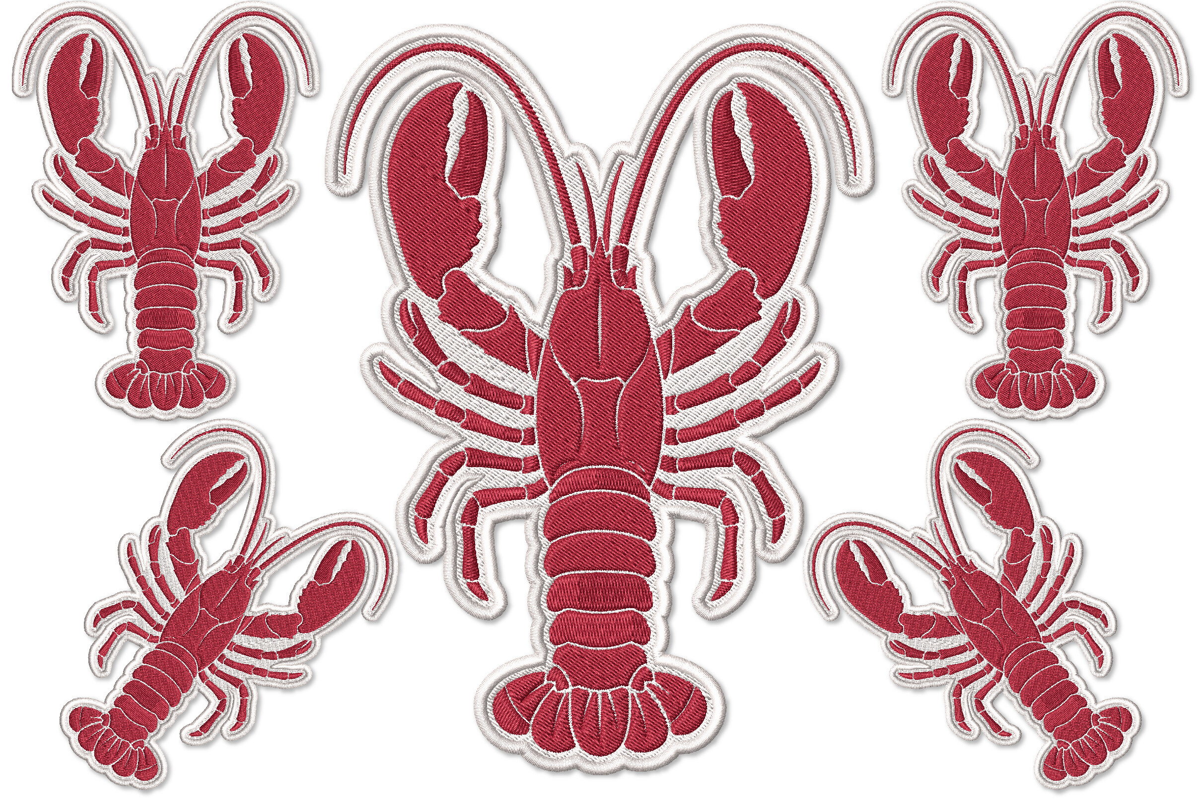 Seafood Patch Embroidery Design