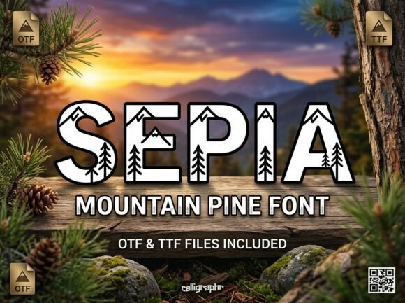 Sepia Font PNG with transparent background - Preview 1