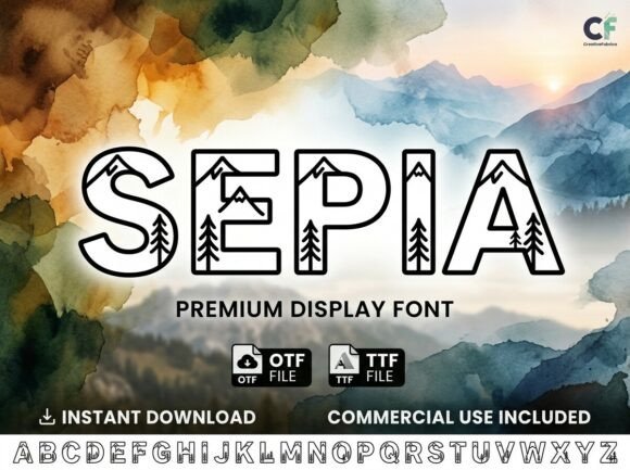 Sepia Font PNG with transparent background - Preview 2