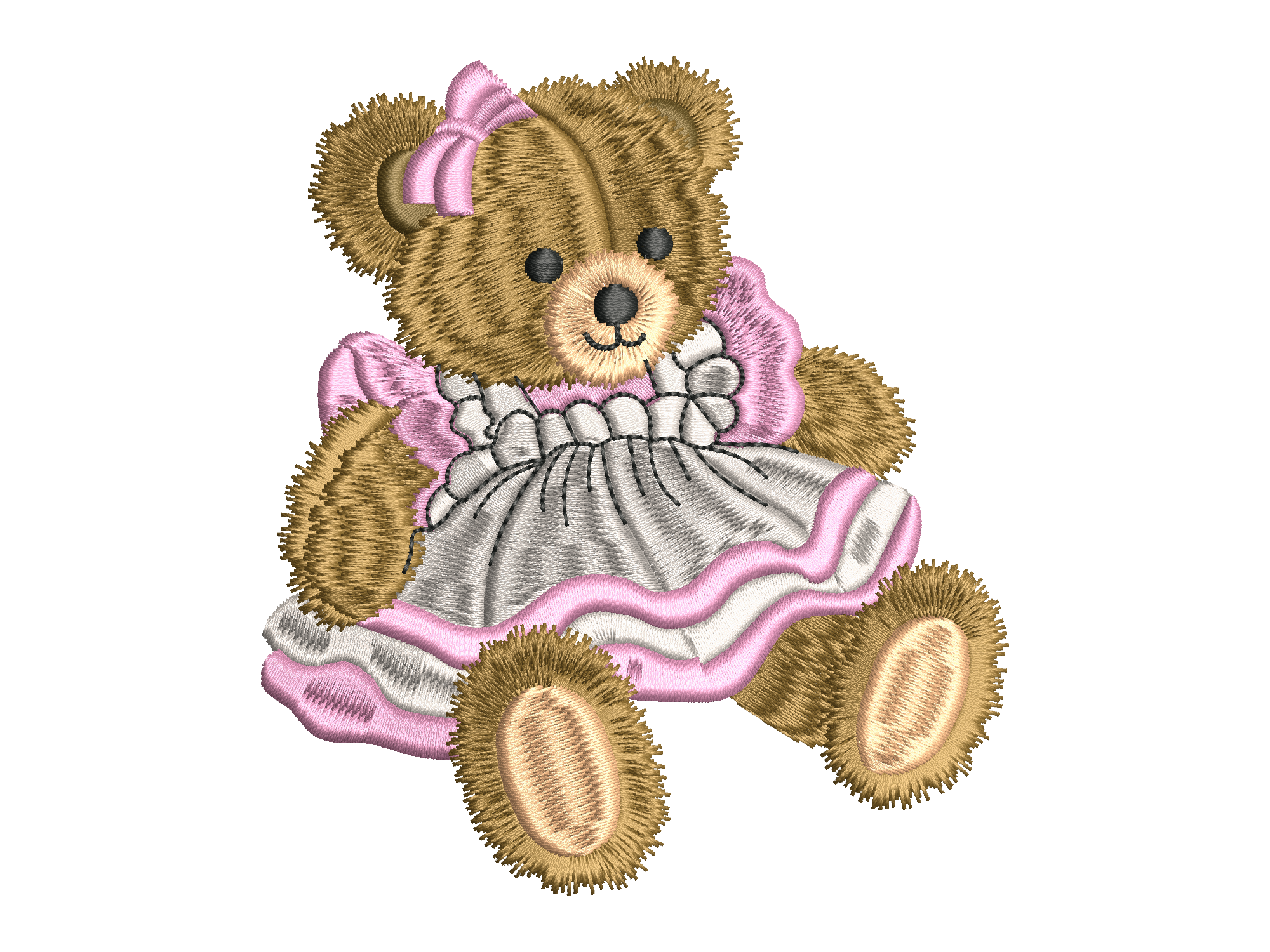Sitting Teddy Bear in Pink Dress