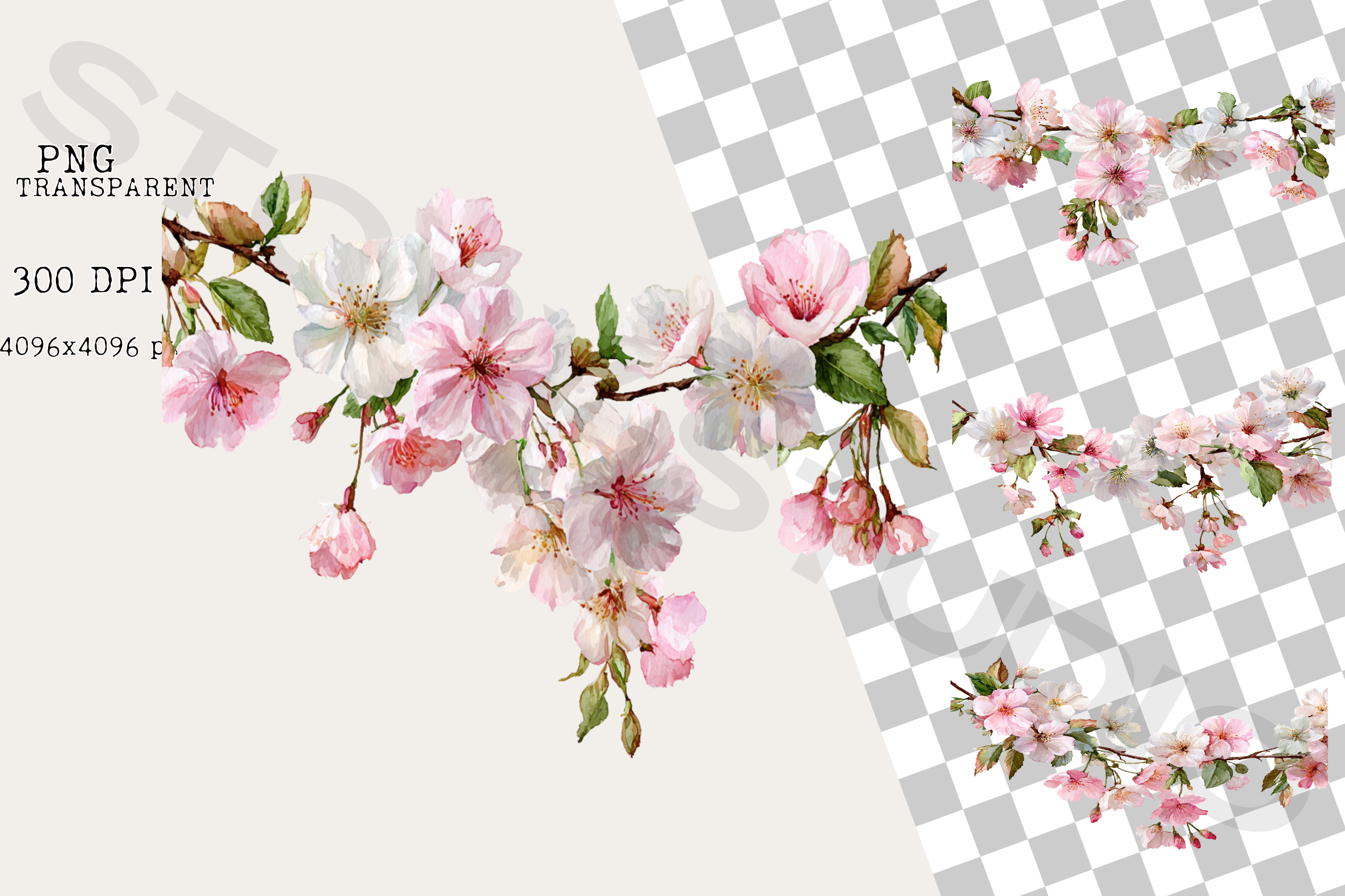 Spring Floral Cherry Blossom Border