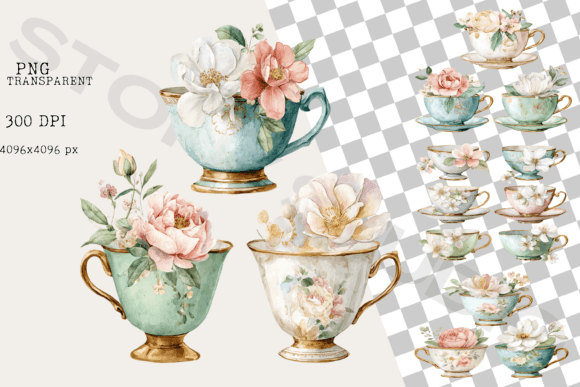Floral Teapot Spring Tea Clipart Graphic by Story Studio · Creative Fabrica