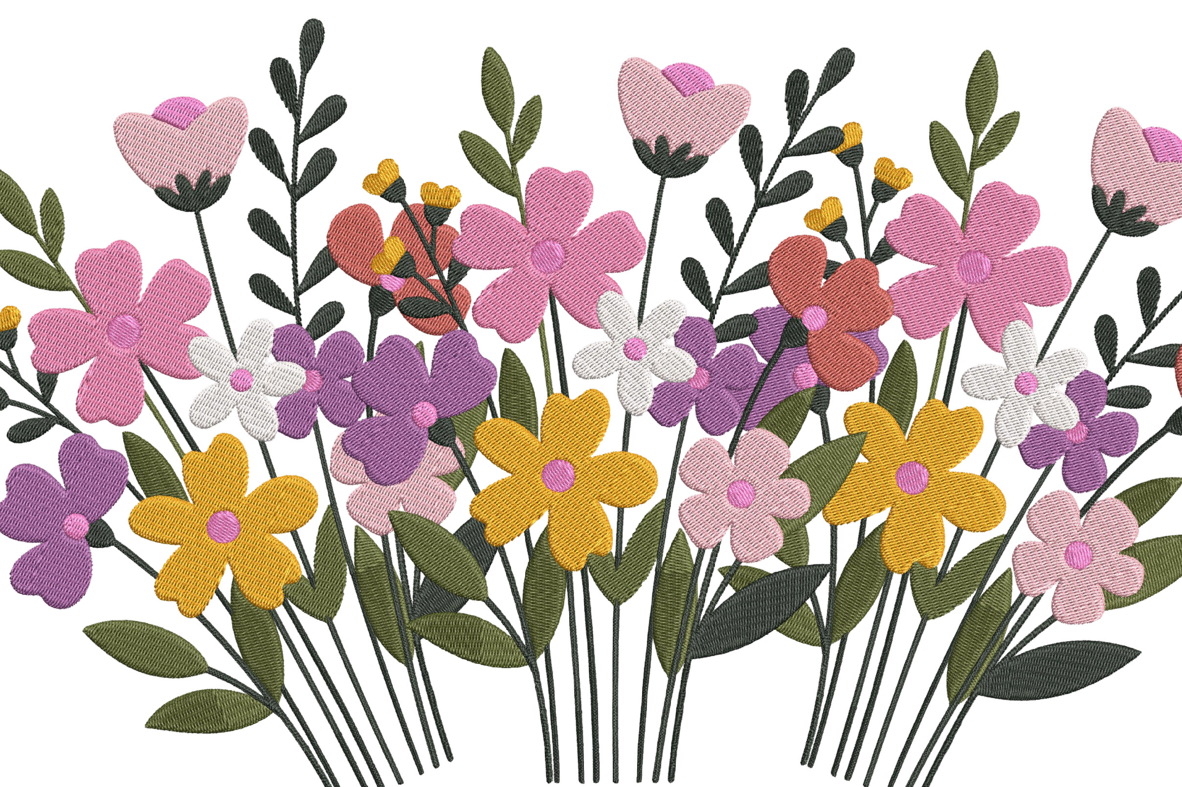 Spring Wildflower Bouquet Embroidery