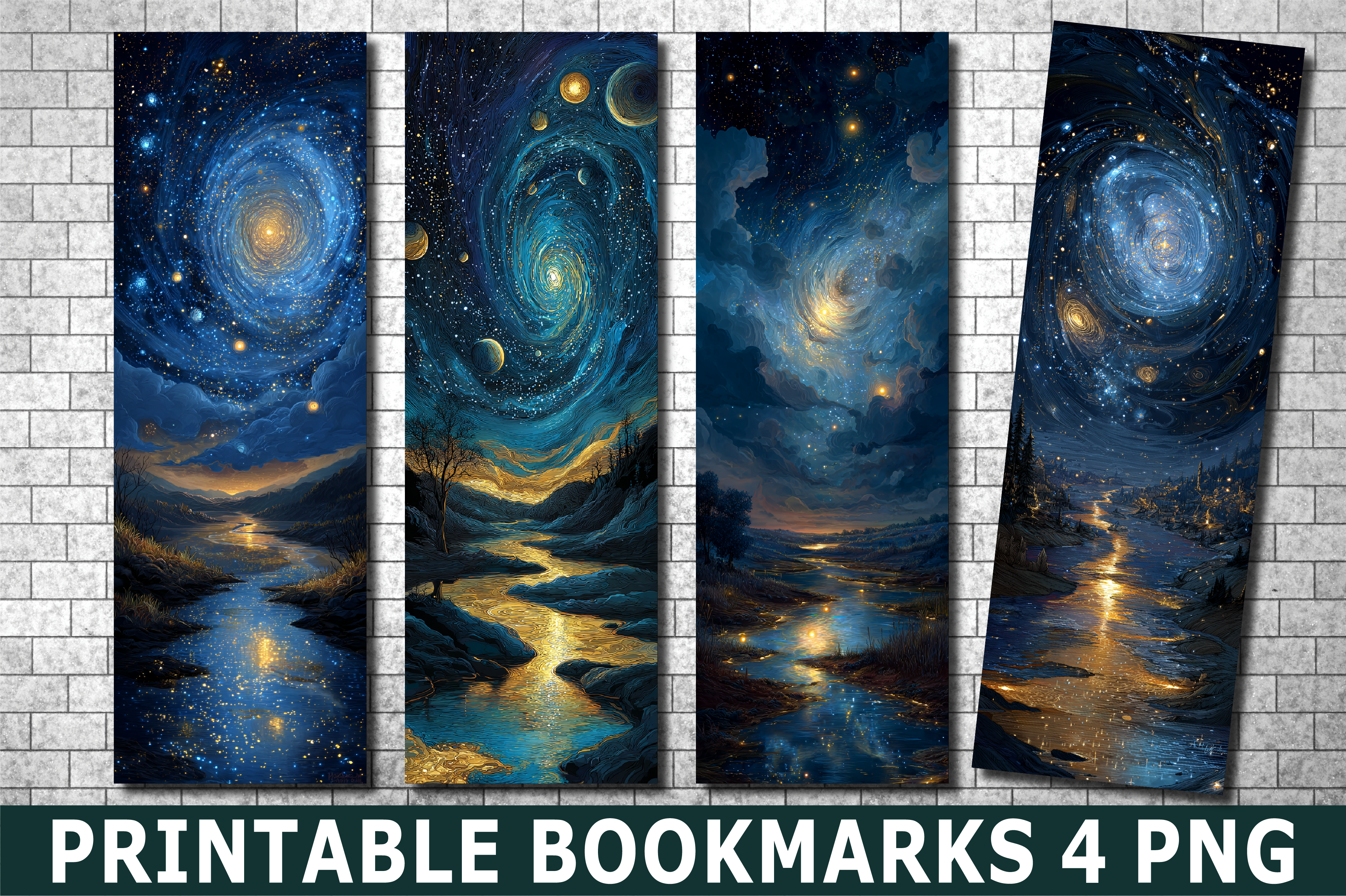 Starry Night Galaxy River Space Bookmark