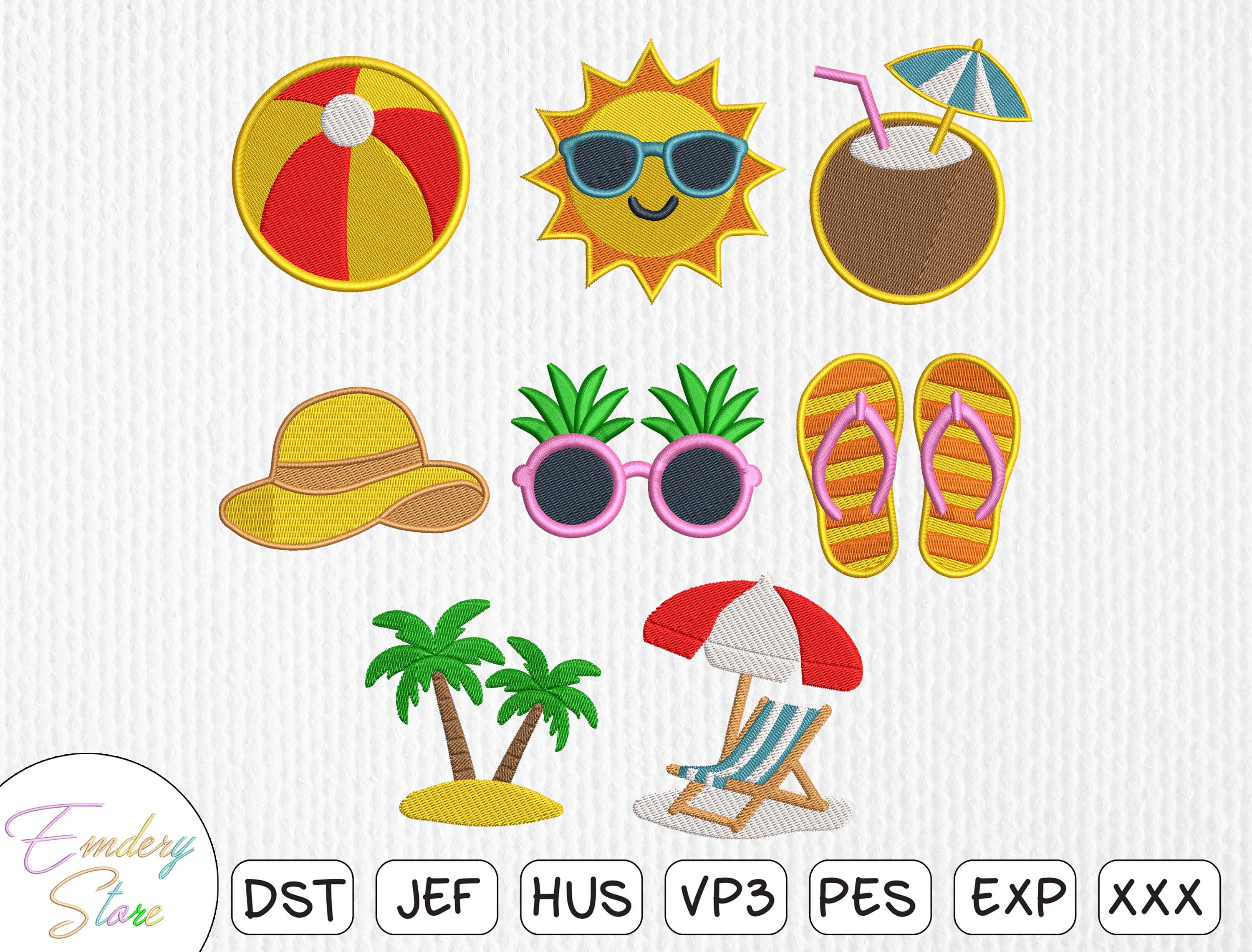 Summer Beach Patches Patches Design Set