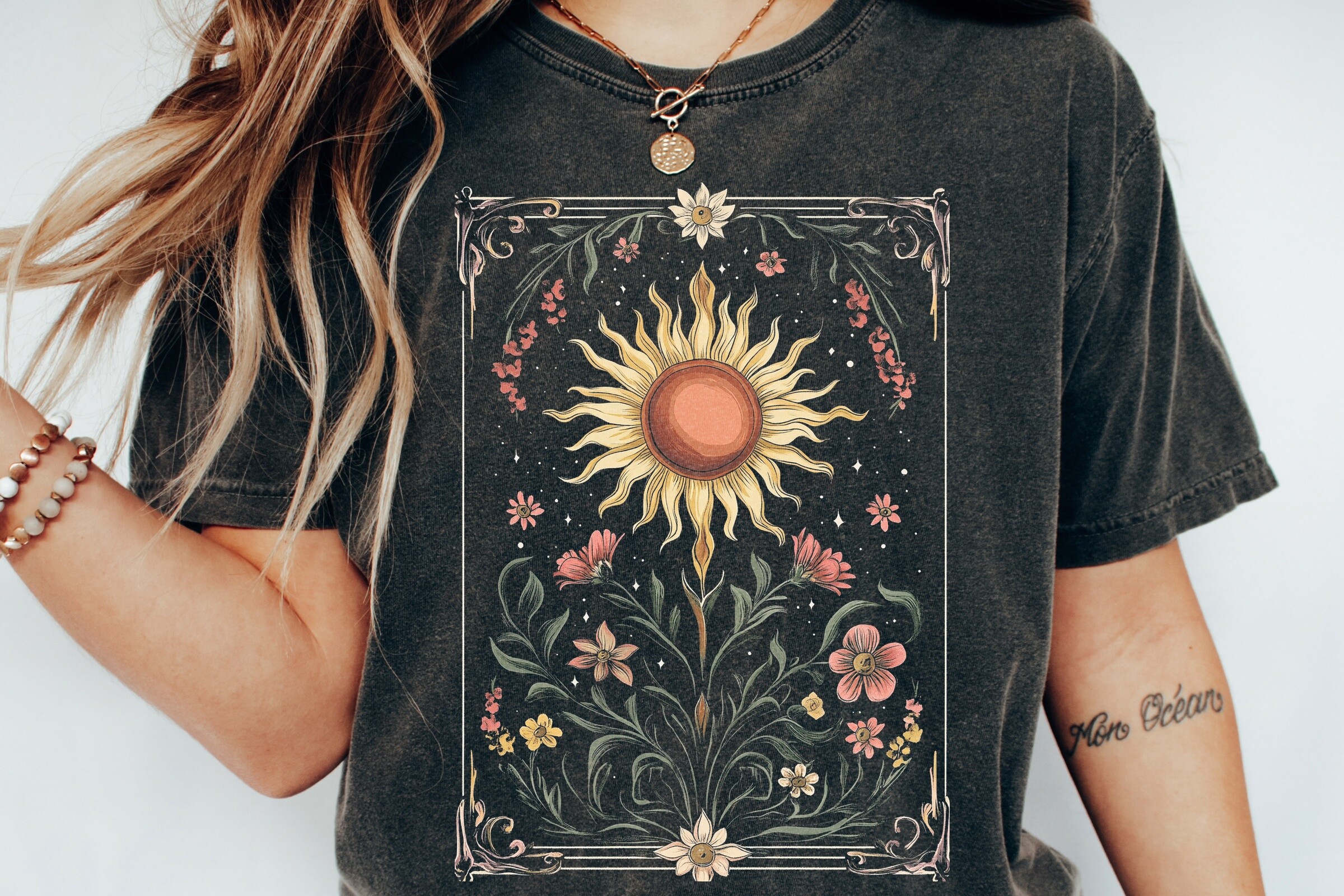 Sun Flower Boho Celestial Art Png