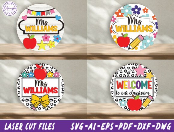 Teacher Name Sign Bundle Cut File SVG