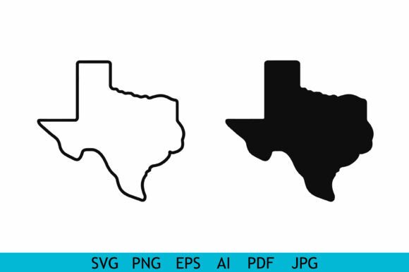 Texas State Outline Map Grafika Rękodzieła Przez Silhouette Station