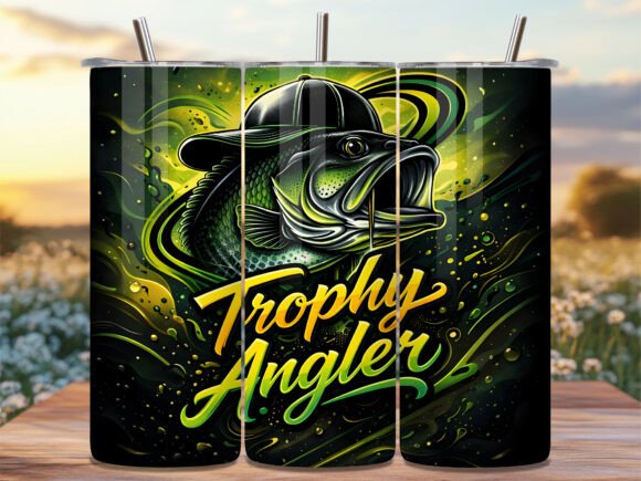 Trophy Angler Fishing Bass Tumbler Wrap Gráfico Envolturas de vaso Por Lazy Cow