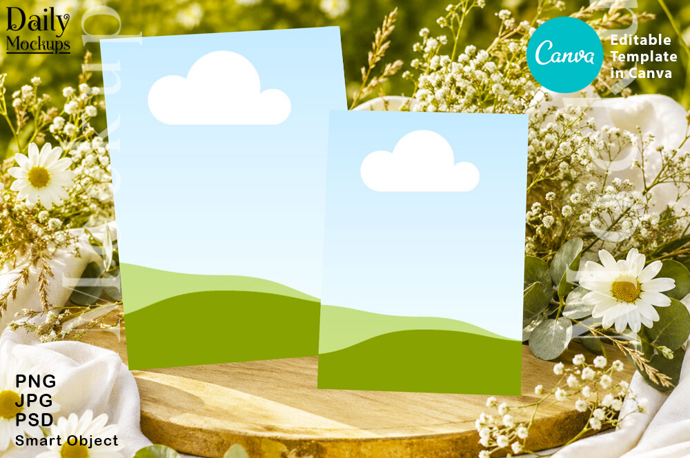Two 5x7 Card Invitation Mockup