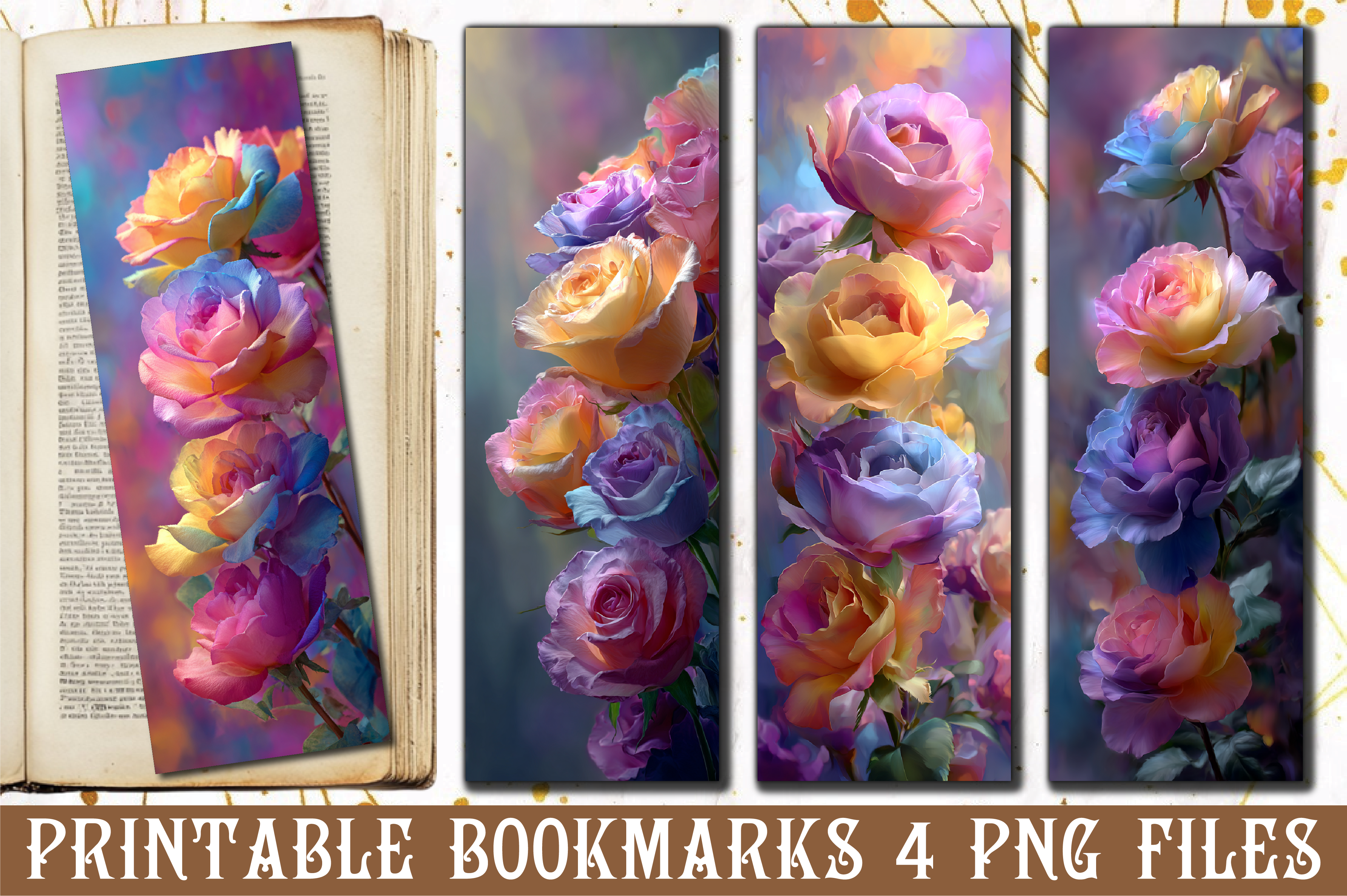 Vibrant Floral Pastel Rose Art Bookmark