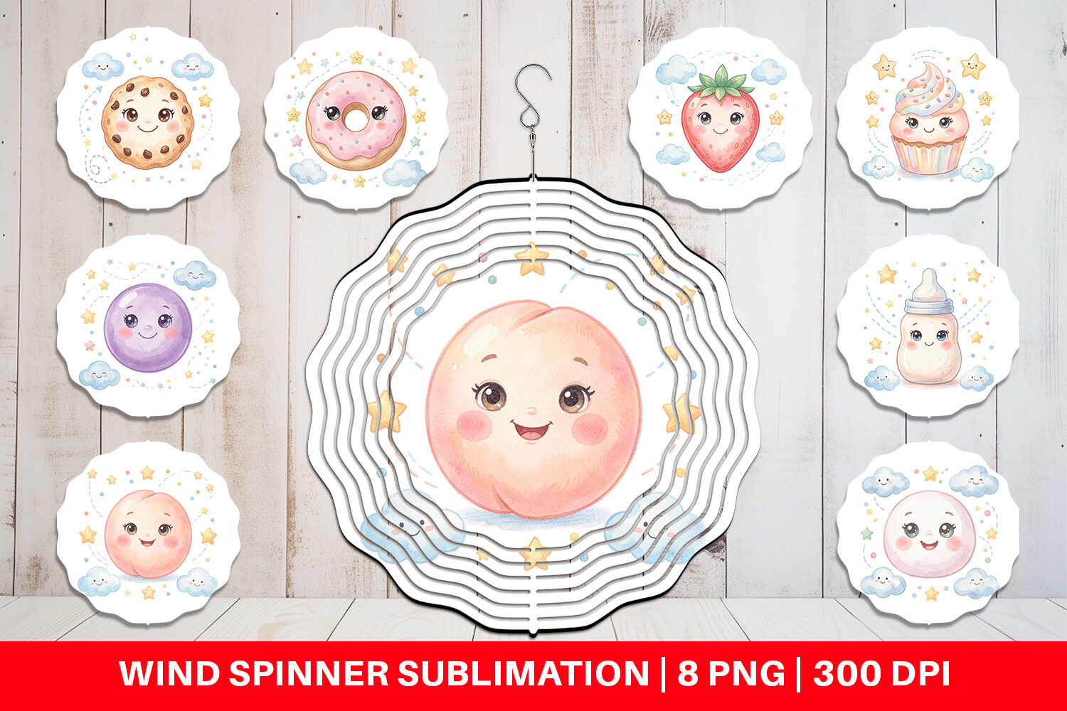 Watercolor Baby Treat Wind Spinner PNG