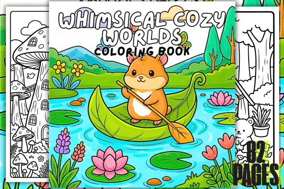 Whimsical Cozy Worlds Coloring Book