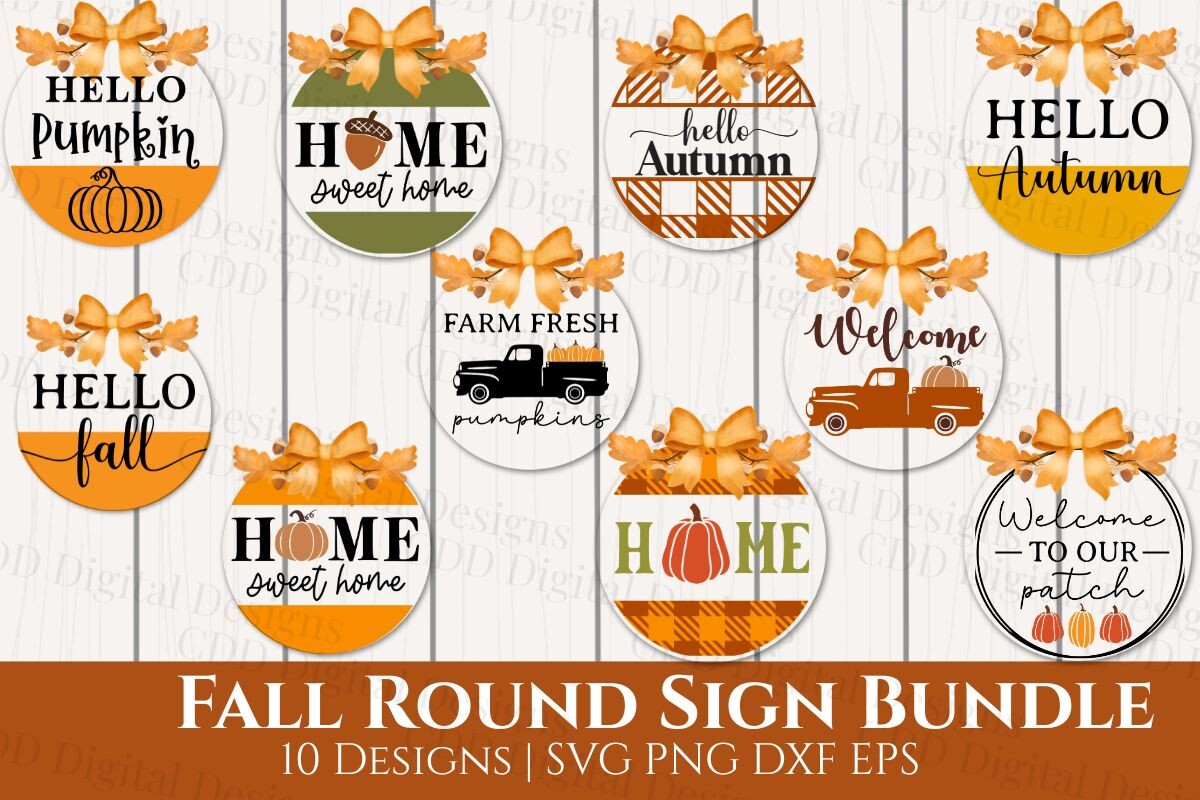 10 Fall Round Sign SVG Bundle Graphic by cathiecribb · Creative Fabrica
