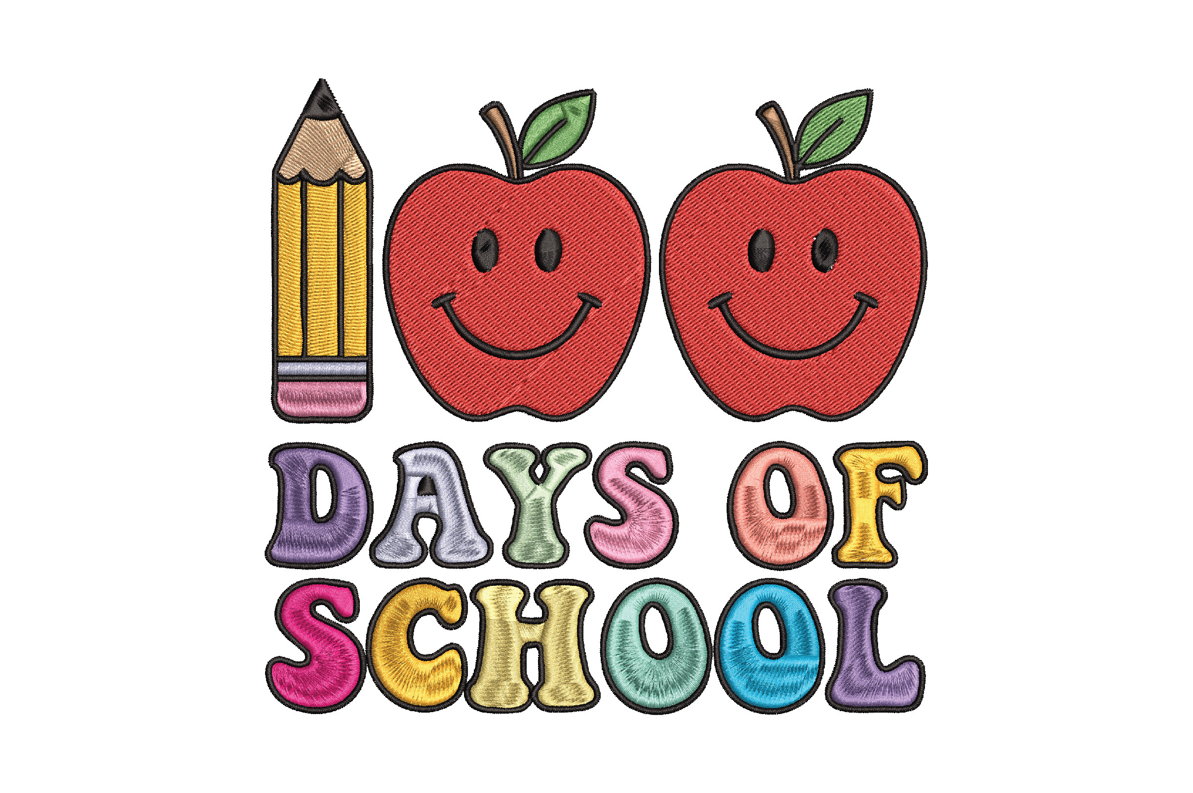 100 Days of School Embroidery Design