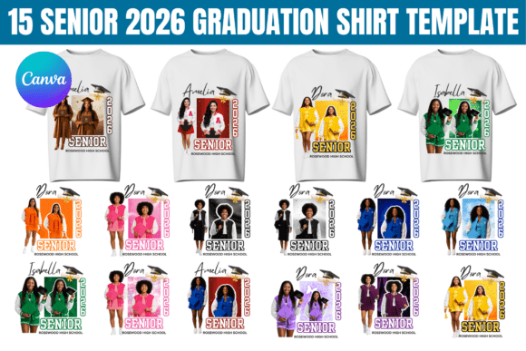 15 Senior 2026 Graduation Shirt Template Grafik Druck-Vorlagen Von Gfx Shaown