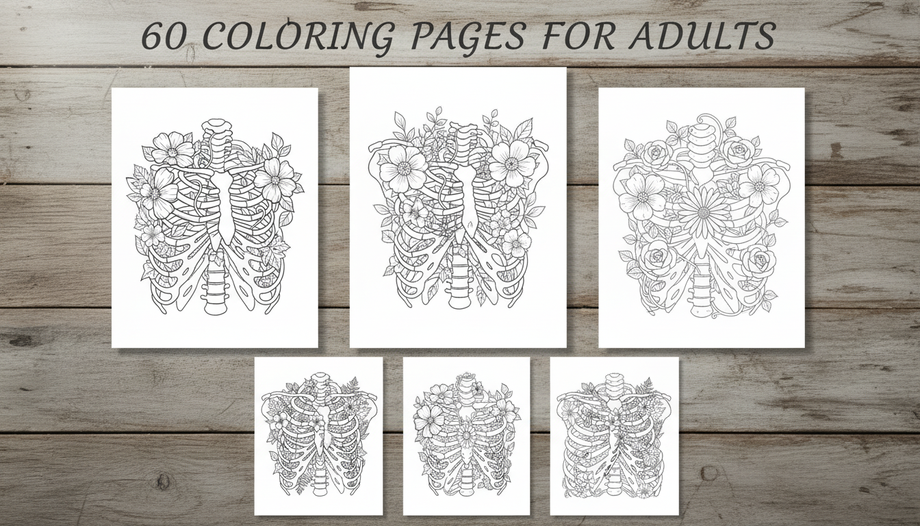 60 Floral Human Skeleton Coloring Pages