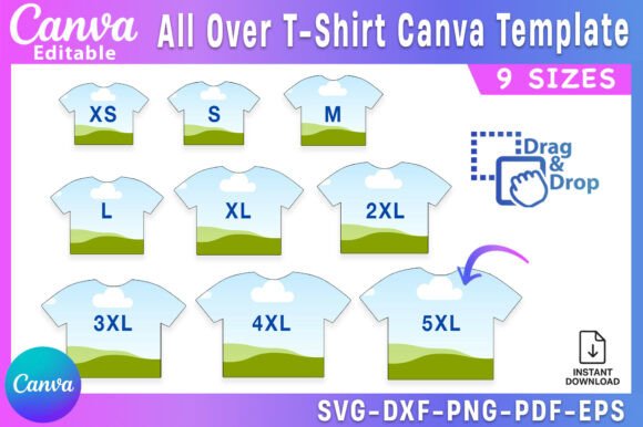 All over T-Shirt Canva Template Bundle