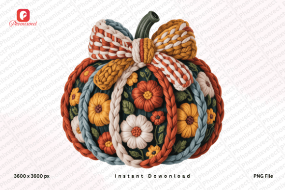 Autumn Harvest Floral Pumpkin Png Graphics